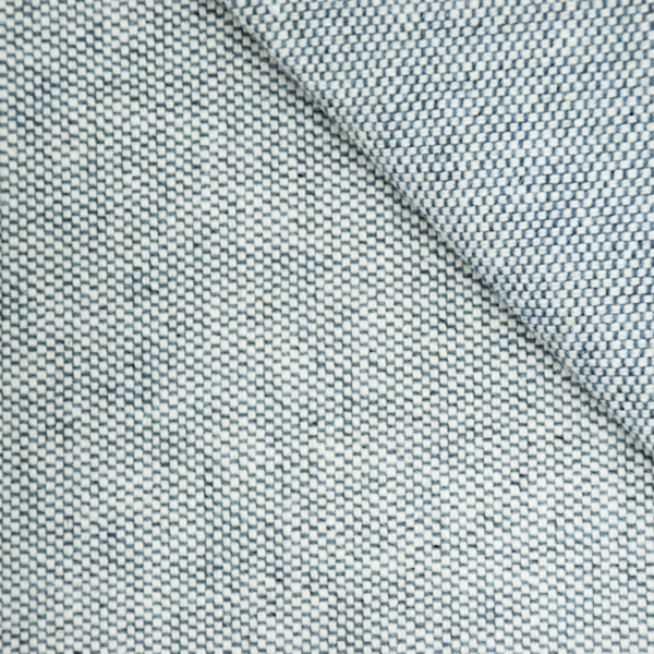 Toile demi-nattée recyclée coton écru et bleu