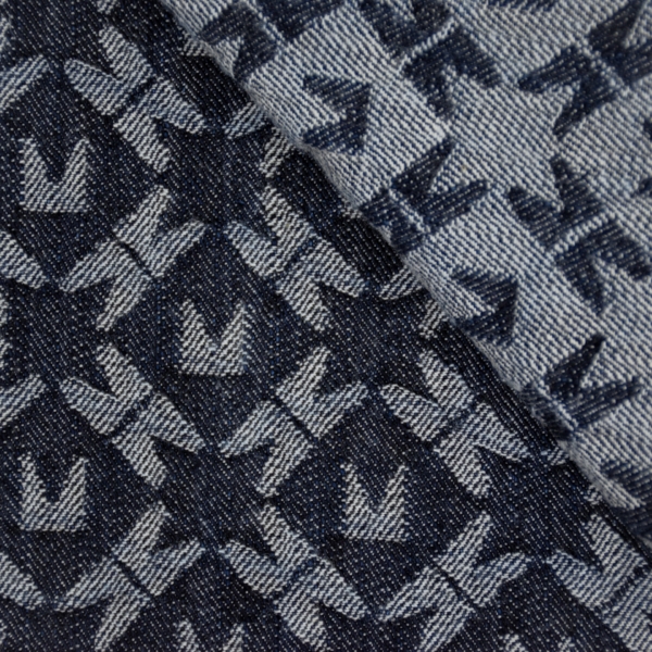 Denim jacquard recyclé coton bleu marine indigo