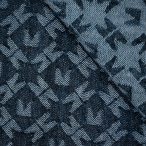 Denim jacquard recyclé coton bleu indigo