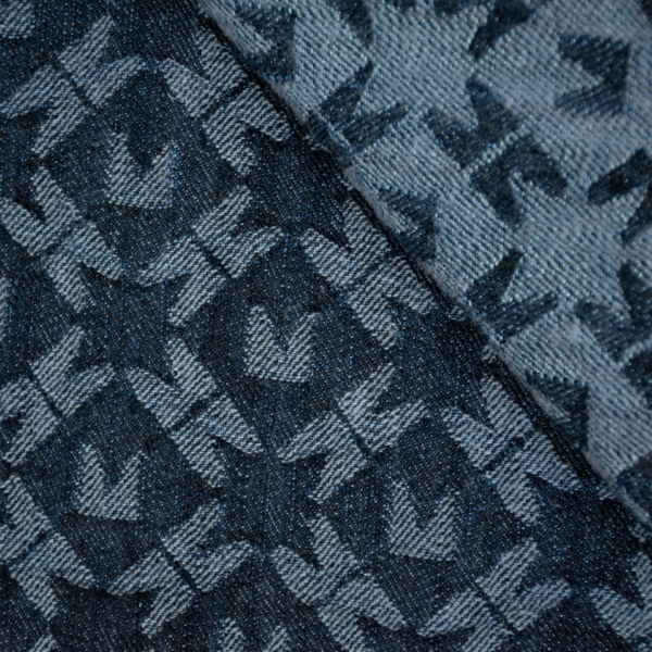 Denim jacquard recyclé coton bleu indigo